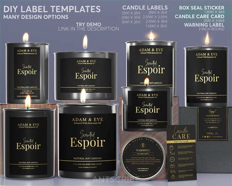 Printable Candle Label Template Set DIY Candle Business | Etsy