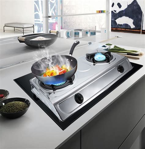 YLSHRF 1Pc Stainless Steel Double Burner Dual Gas Stove Home Kitchen Cooktop Cooker ,Gas Stove ...