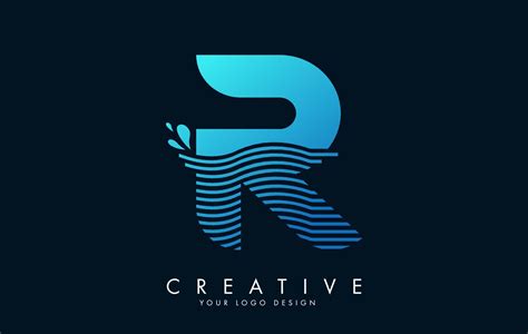 Blue R Letter Logo with Waves and Water Drops Design. 12387830 Vector Art at Vecteezy