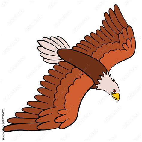 Cartoon birds for kids: Eagle. Cute bald eagle flying. Stock Vector ...