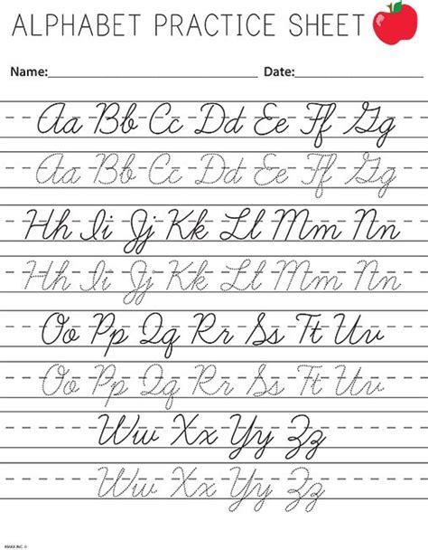 Cursive Alphabet Worksheets Printable | Cursive handwriting worksheets, Cursive alphabet ...