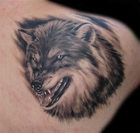 Angry Wolf Head Tattoo