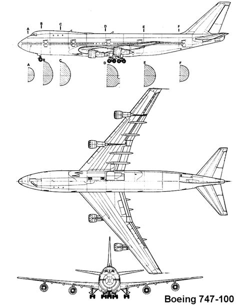 Boeing 747 Blueprint - Download free blueprint for 3D modeling