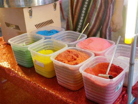 Colored Sugar in a Containers Ready To Be Turned into Cotton Candy Stock Photo - Image of sugar ...