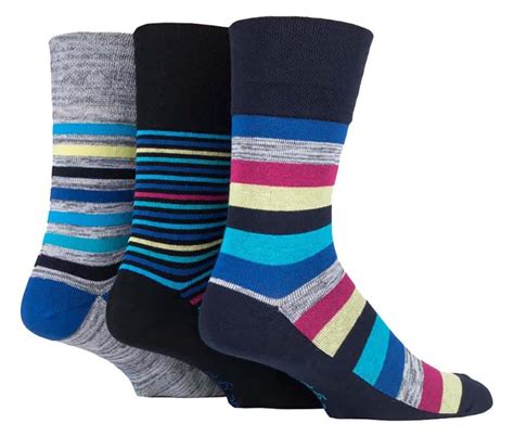 Gentle Grip - 6 Pairs Mens Non Elastic Loose Top Patterned Cotton Rich Socks | Sock Snob