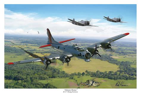 Almost Home B-17 Flying Fortress Painting by Mark Karvon