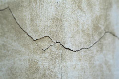 Old Foundation and Plaster Wall with Cracks. Building Requiring Repair Closeup. Stock Image ...