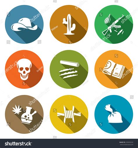 Mexican Cartel Icons Set Vector Illustration Stock Vector (Royalty Free) 299995232 | Shutterstock