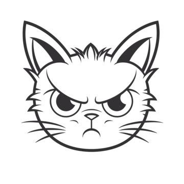 An Image Of An Angry Drawing Of A Cat Face Outline Sketch Vector, Animal Eyes Drawing, Animal ...