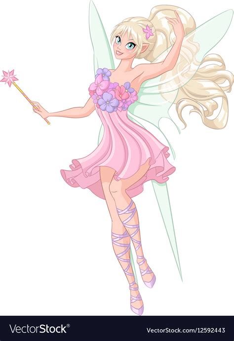 Beautiful fairy with magic wand Royalty Free Vector Image