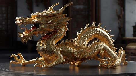 Premium Photo | A gold dragon statue