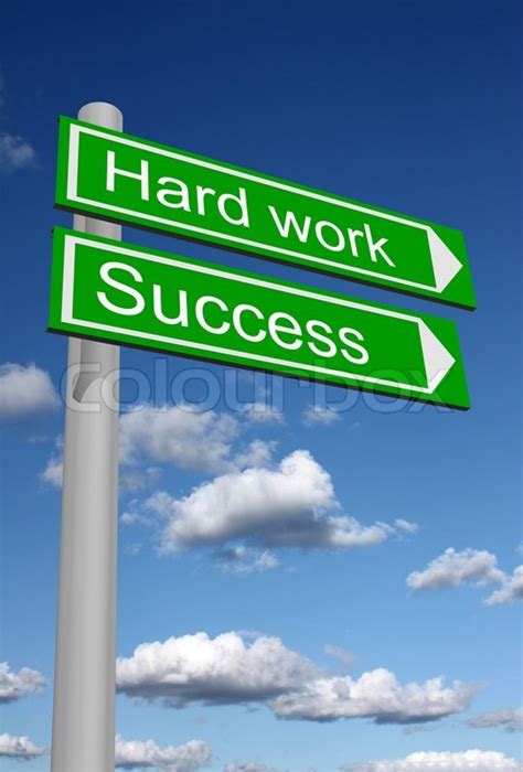 Signpost showing the way to success through hard work | Stock Photo | Colourbox