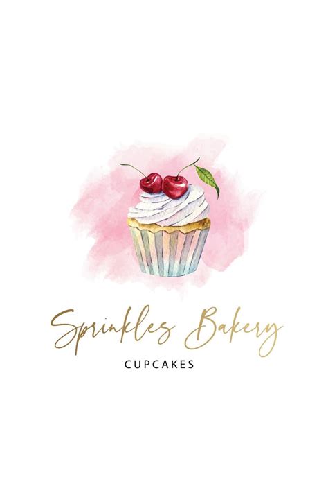 LOGO DESIGN BAKERY Bakery Logo Watercolor Pink Bakery Logo | Etsy ...