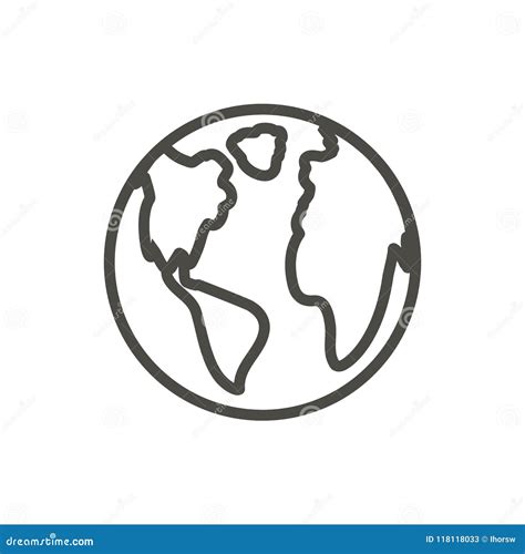 Earth Icon Vector. Outline World Globe. Line Planet Symbol. Stock ...