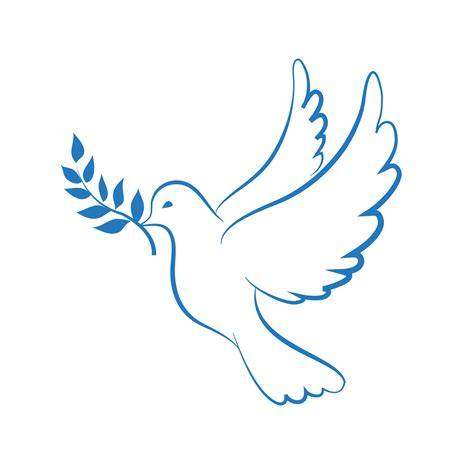 a vector image of a dove of peace in simple drawing style in blue color on a white background ...