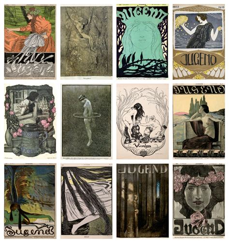 12 X Vintage Art Nouveau Postcards a Set of 12 1890s German Art Nouveau ...