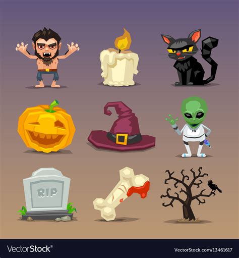 Funny halloween icons-set 4 Royalty Free Vector Image