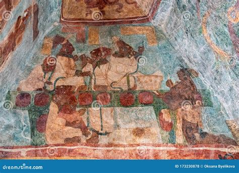 Ancient Murals In Temple Of Paintings Of Bonampak,Mexico Editorial Image | CartoonDealer.com ...