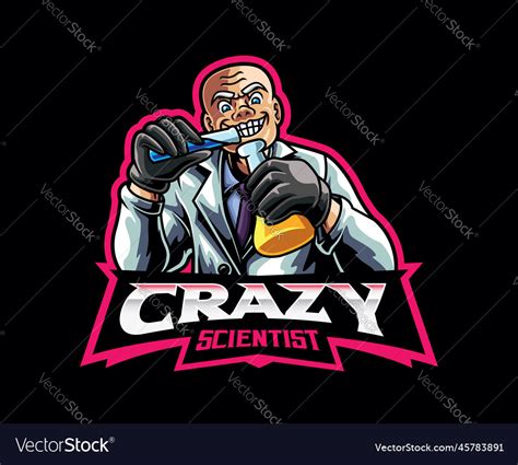 Crazy scientist mascot logo design Royalty Free Vector Image