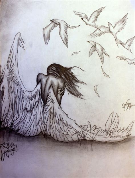 Fallen Angel Pencil Drawing