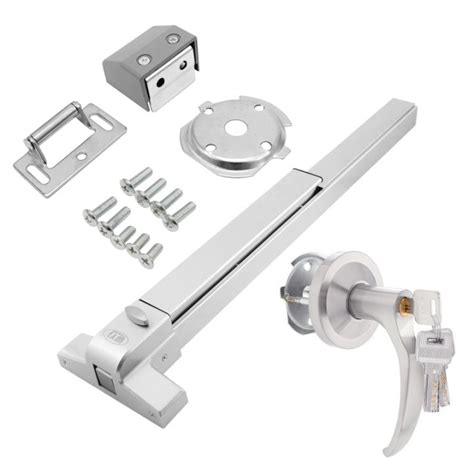 (Push Bar for Door Lock)Door Push Bar Panic Exit Device with Exterior Lever Emergency Lock Keys ...