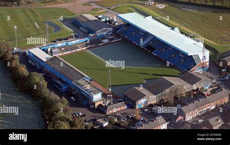 aerial view of Carlisle United FC Brunton Park stadium football ground, Cumbria, UK Stock Photo ...