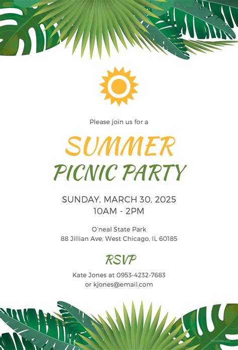 Free Summer Picnic Party Invitation Template in Microsoft Word ...