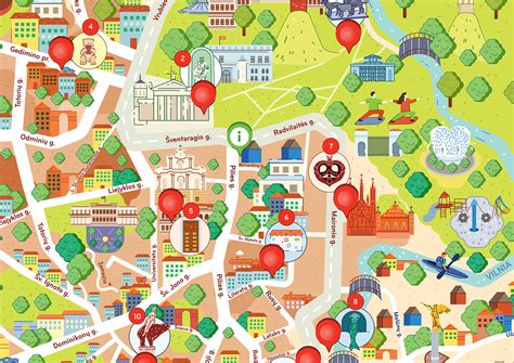 Illustrated map of Vilnius old town on Behance