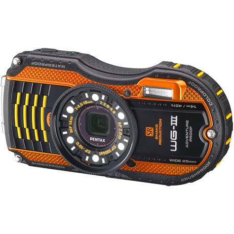 Pentax WG-3 Digital Camera Kit (Orange) 12695 B&H Photo Video