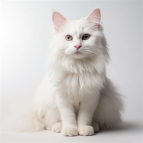 Premium AI Image | a white angora cat on a white background