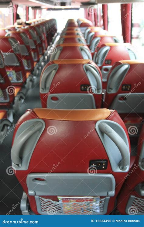 Interior Of Big Coach Bus With Leather Seats Royalty Free Stock Photo ...