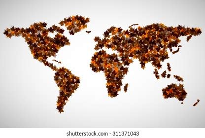 World Map Maple Leaves Vector Background Stock Vector (Royalty Free) 311371043 | Shutterstock