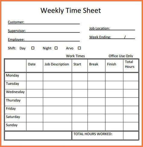 Printable Weekly Time Sheets | Template Business