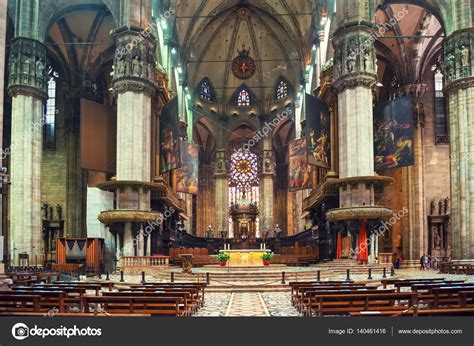 Interior of Milan Duomo Cathedral – Stock Editorial Photo © dovapi #140461416