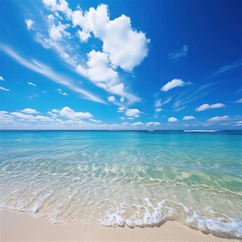 Premium AI Image | a beach with a blue sky and the ocean