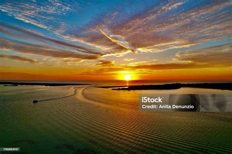 Drone Photos Of Beautiful Beach Sunset Stock Photo - Download Image Now - Aerial View ...