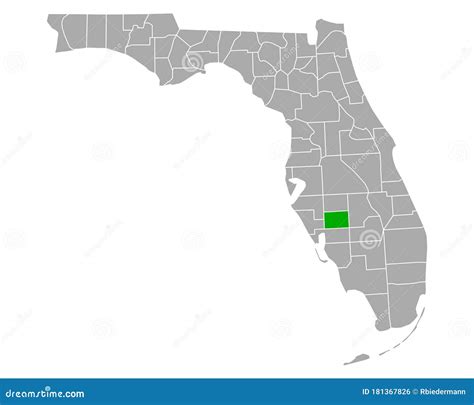 Map of DeSoto in Florida stock vector. Illustration of region - 181367826