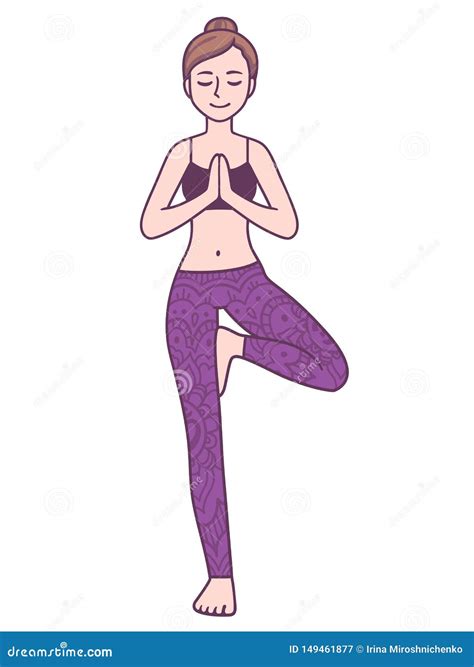 Yoga woman tree pose stock vector. Illustration of drawn - 149461877