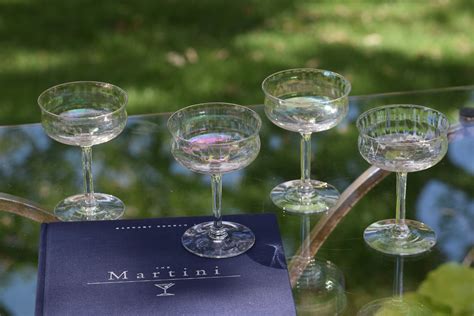 Vintage Iridescent Cocktail Glasses, Set of 4, Vintage Iridescent Champagne Coupes, Unique ...