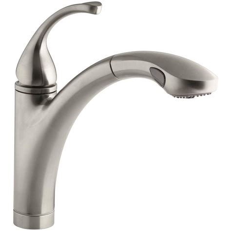 KOHLER Forte Single-Handle Pull-Out Sprayer Kitchen Faucet In Vibrant Brushed Nickel-K-10433-BN ...