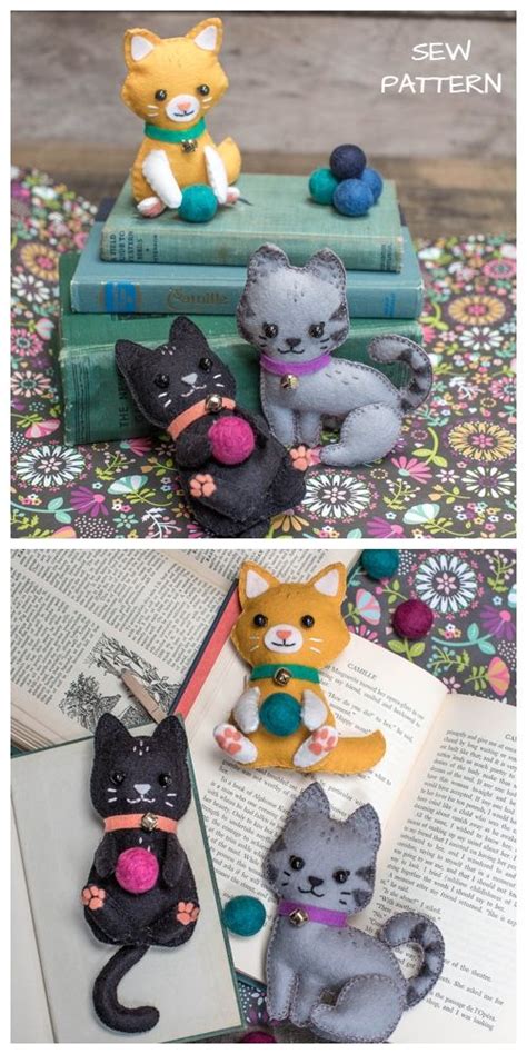 DIY Felt Craft Kitten Cat Sewing Patterns Felt Patterns Free, Felt Animal Patterns, Stuffed ...