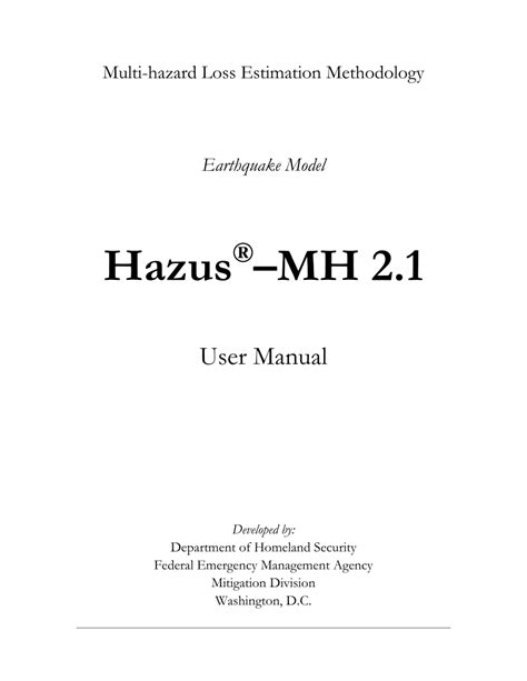 (PDF) HAZUS-MH 2.1 Earthquake Model User Manual