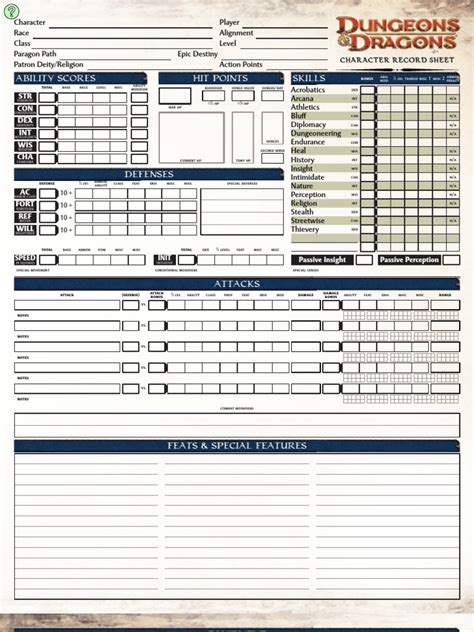 D&D 4E Character Sheet