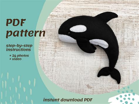 Orca Sewing Pattern Felt Killer Whale Soft Toy Pattern PDF - Etsy