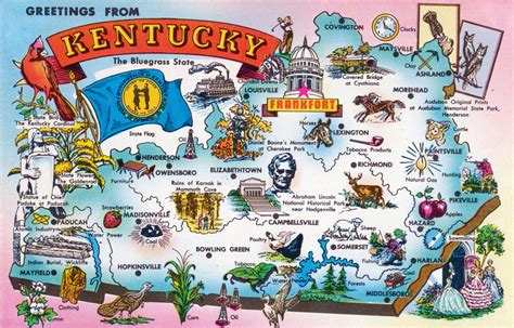 Large tourist illustrated map of Kentucky state. Kentucky state large tourist illustrated map ...