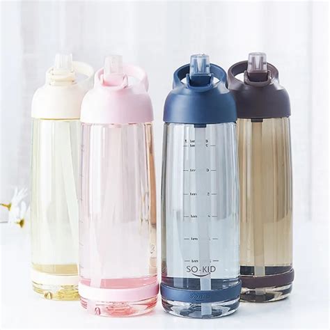 Large Capacity Straw Sports Water Bottles With Handle BPA Free Protable Healthy Plastic Outdoor ...