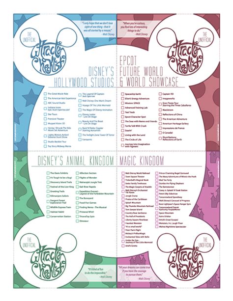 WDW Attraction Checklist on Behance