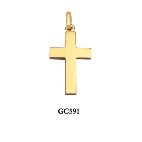 14K Yellow gold polished classic thick cross pendant | Gold crosses ...