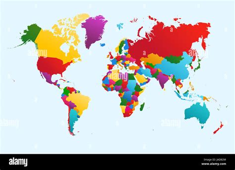 World map, colorful countries Atlas illustration Stock Photo - Alamy