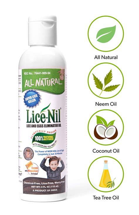 Lice-Nil Natural Head Lice Treatment Oil Kit - Kills Super Lice & Eggs - Guaranteed To Cure Lice ...